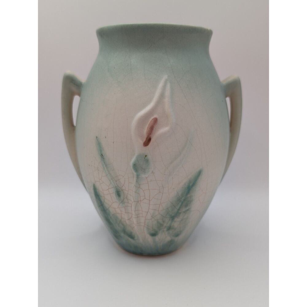 Vintage Hull Vase Calla Lily Pastel Pink Green Circa 1938 6.5"T